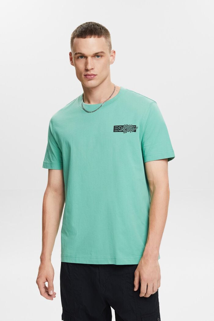 Grafisch T-shirt van katoen-jersey, DUSTY GREEN, detail image number 0