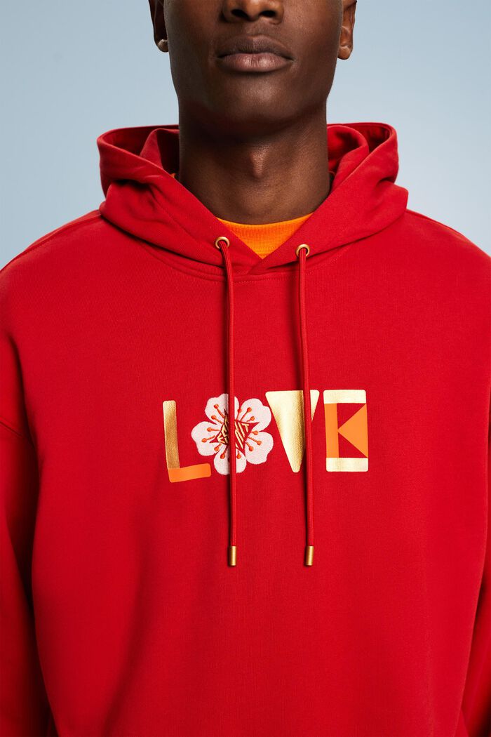 Uniseks oversized hoodie met print, DARK RED, detail image number 3