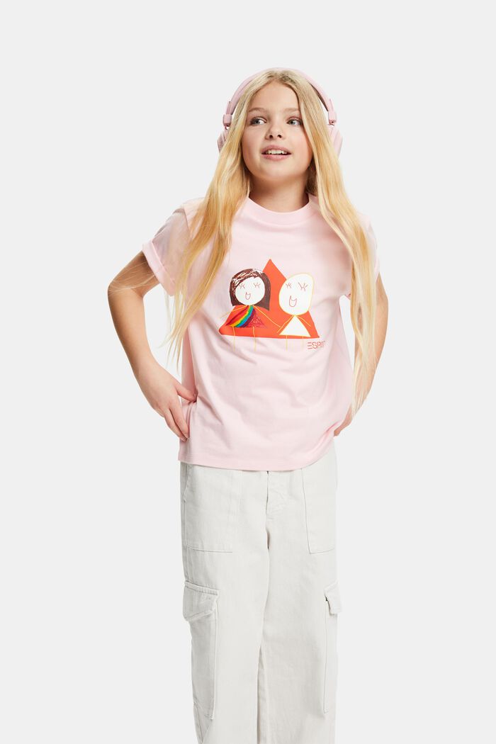Grafisch T-shirt van katoen-jersey, PASTEL PINK, detail image number 1