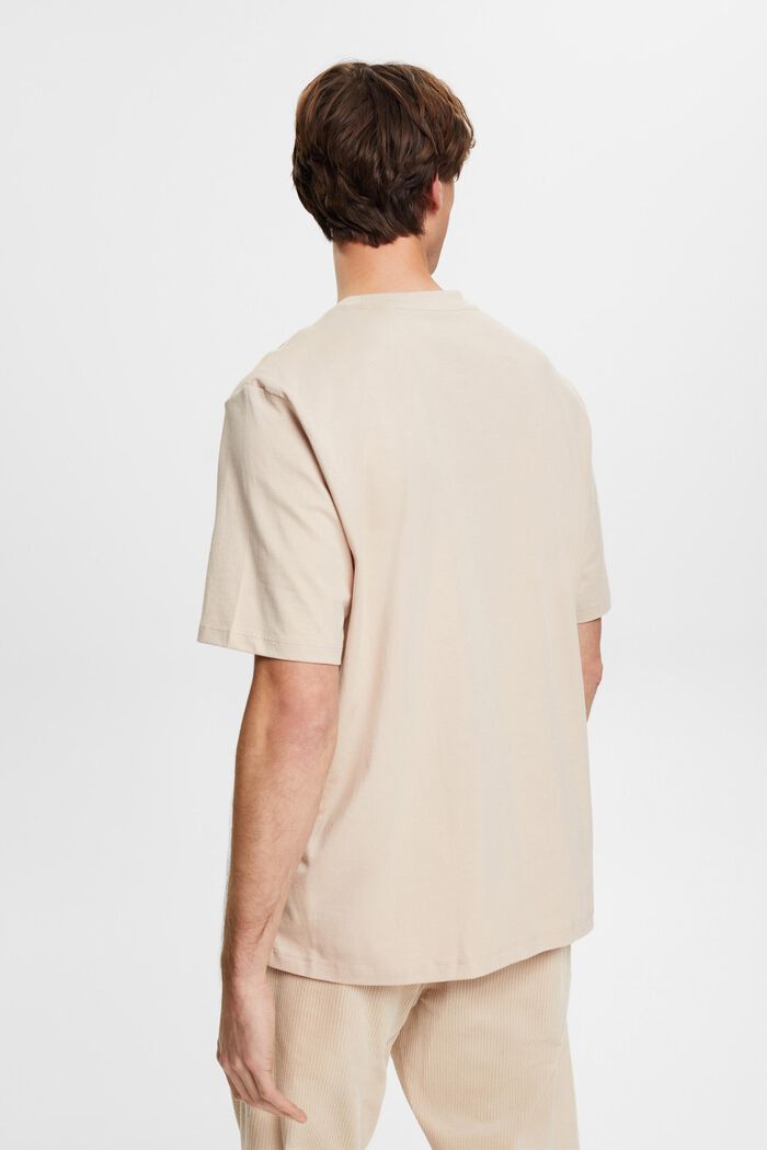 Katoenen T-shirt met ronde hals, LIGHT TAUPE, detail image number 3