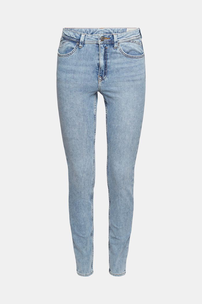 High rise skinny jeans, BLUE LIGHT WASHED, overview