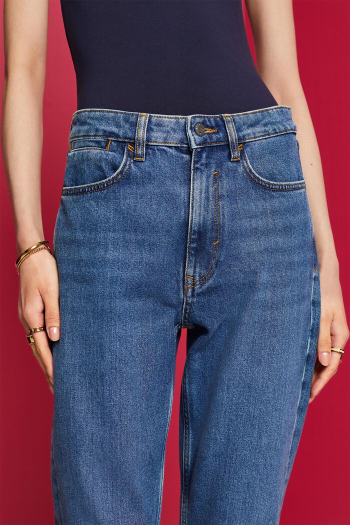 Straight jeans met hoge taille, BLUE MEDIUM WASHED, detail image number 2
