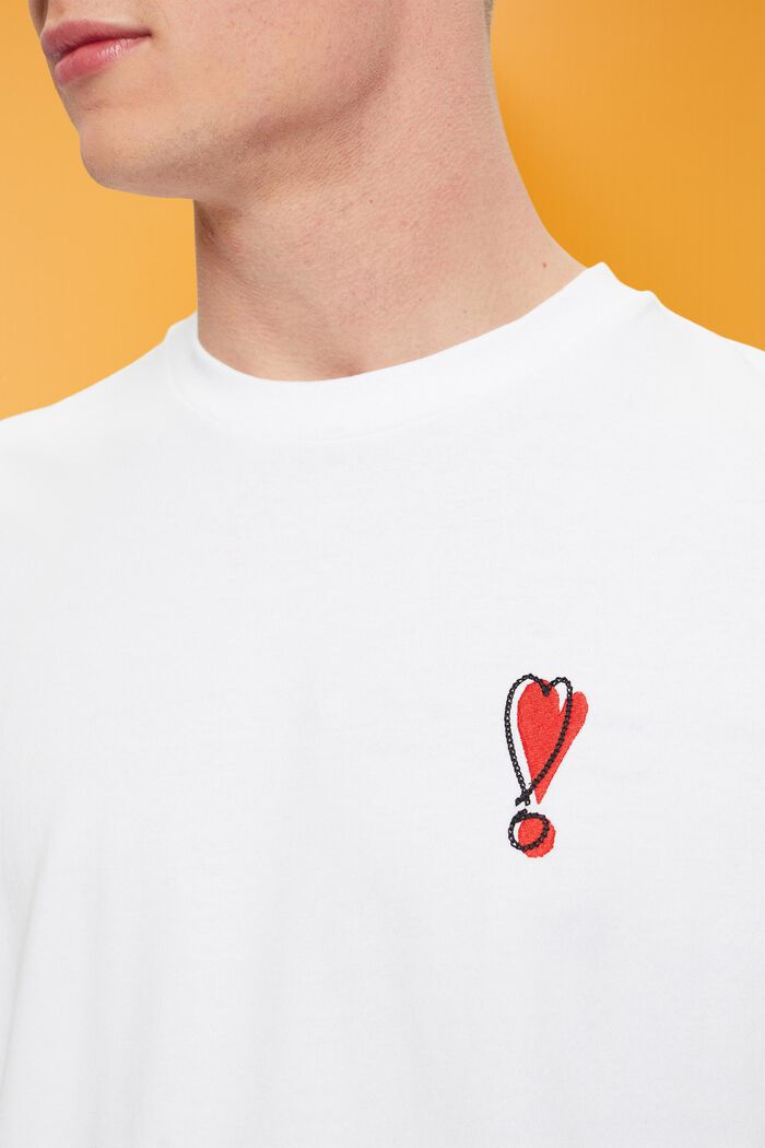 T-shirt van duurzaam katoen met hartmotief, WHITE, detail image number 2