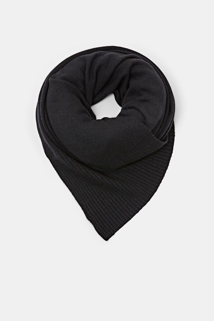 Gebreide sjaal, LENZING™ ECOVERO™, BLACK, detail image number 0