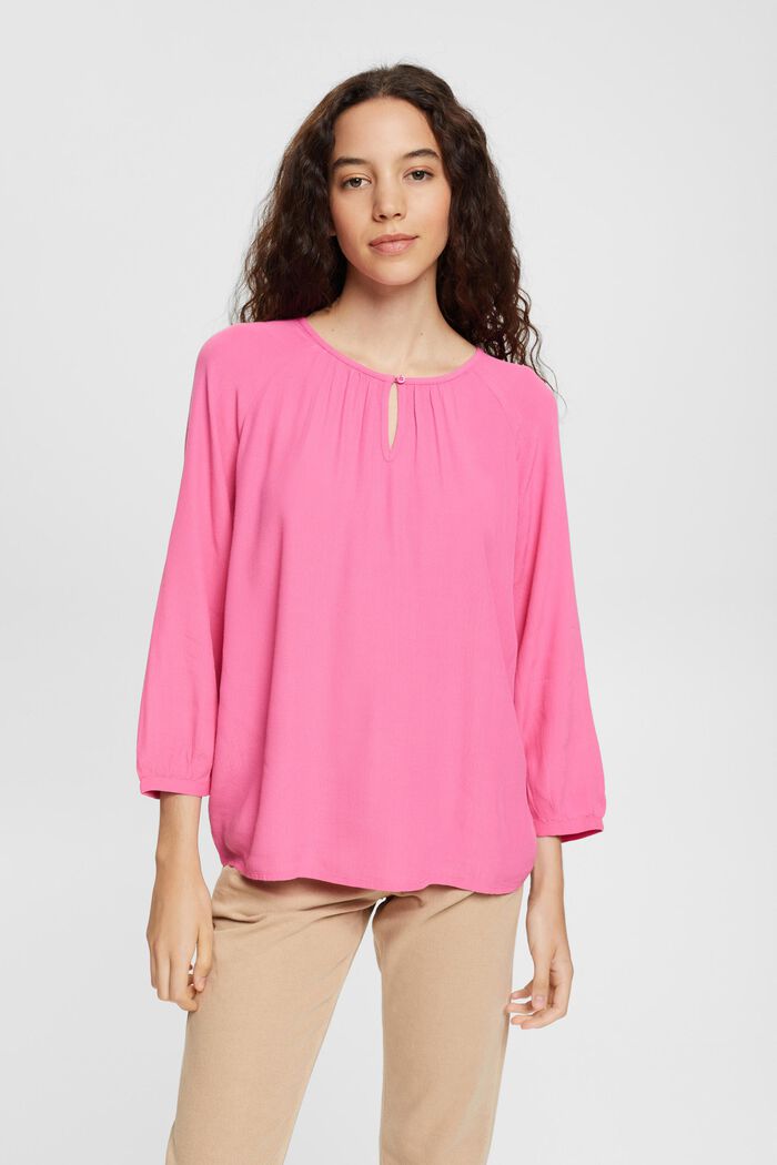Soepele blouse met 3/4-mouwen, PINK, detail image number 1