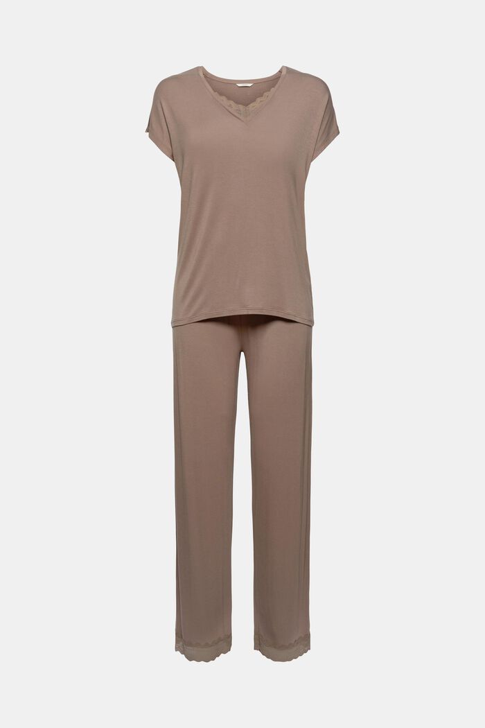 Jersey pyjama van LENZING™ ECOVERO™, TAUPE, detail image number 5