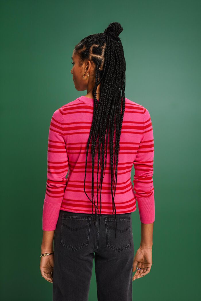 Sweatshirt met ronde hals en strepen, PINK FUCHSIA, detail image number 2