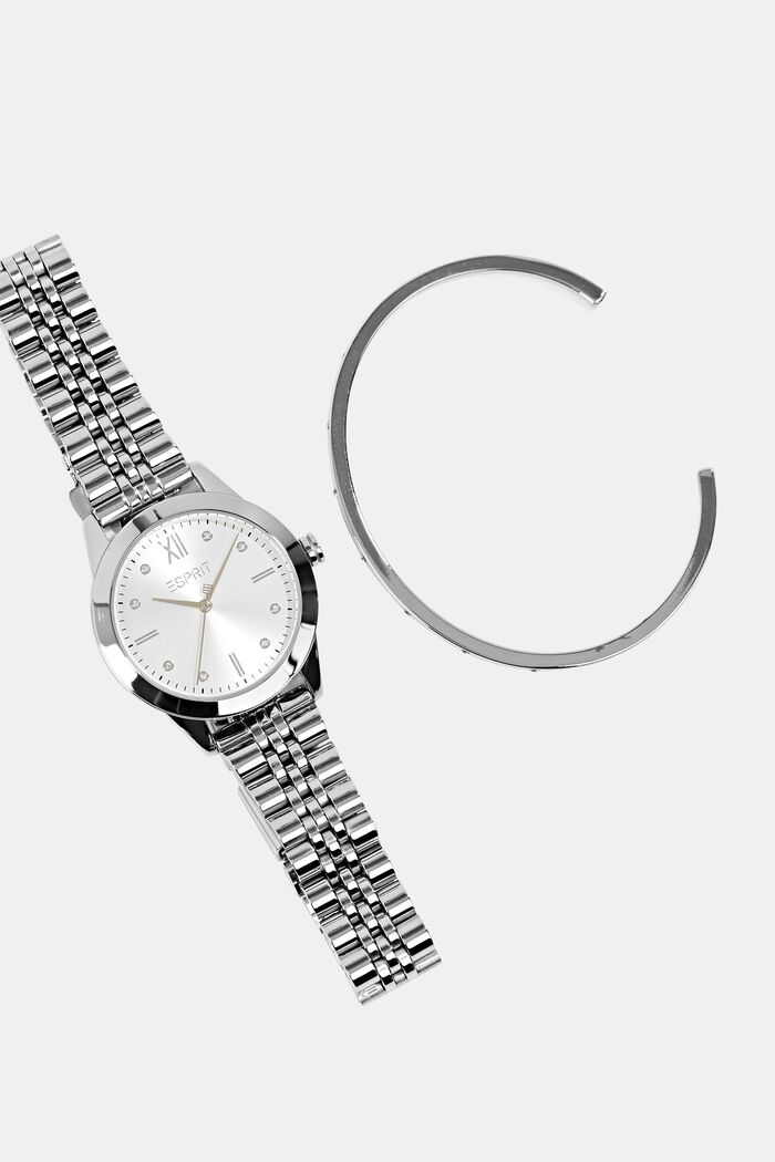 Set van edelstalen horloge en armband