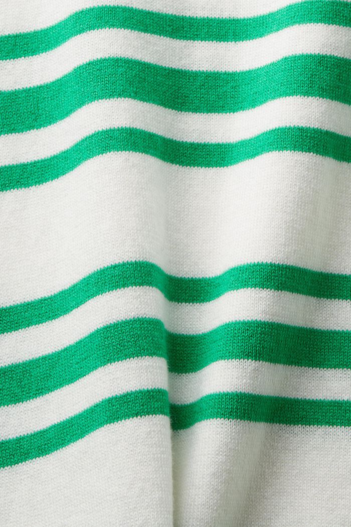 Gestreepte katoenen trui met V-hals, GREEN, detail image number 5