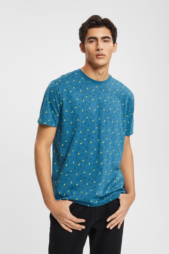 T-shirt met print all-over, DARK TURQUOISE, detail image number 0