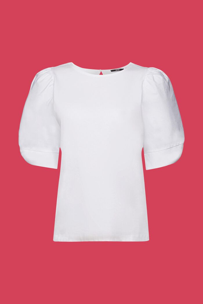 T-shirt van een materiaalmix, 100% katoen, WHITE, detail image number 6