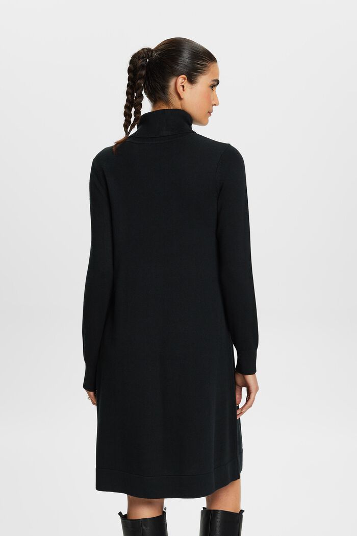 Gebreide mini-jurk met turtleneck, BLACK, detail image number 4