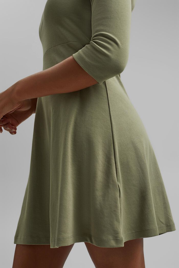 Jersey jurk van biologisch katoen, KHAKI GREEN, detail image number 3