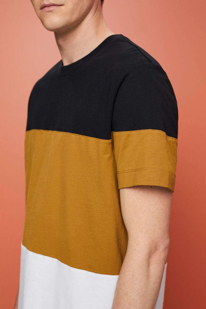T-shirt met colour block, 100% katoen, BLACK, detail image number 2