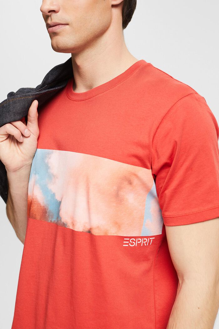 Jersey T-shirt met print, RED ORANGE, detail image number 1