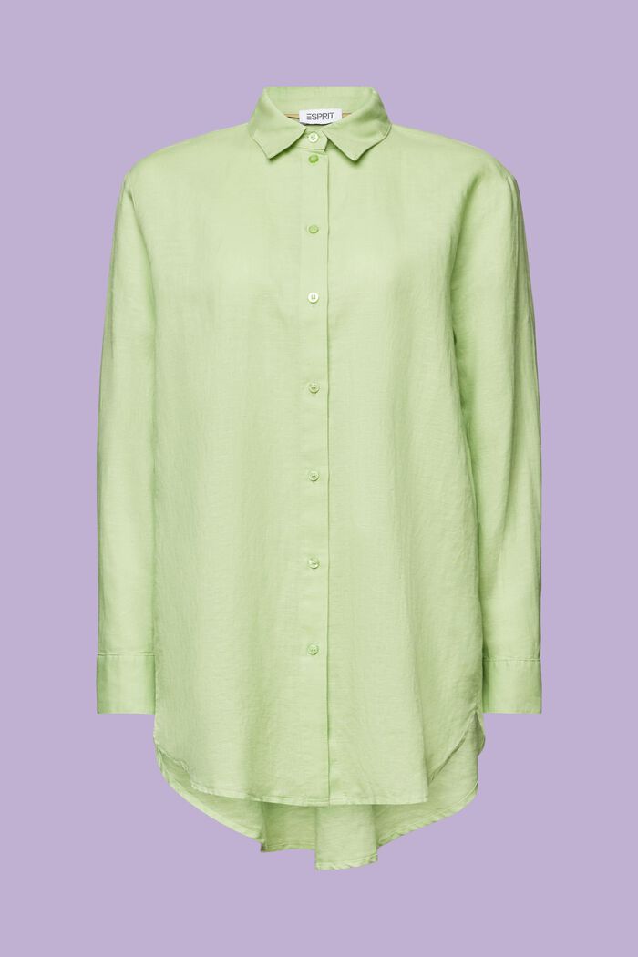 Overhemd van katoenlinnen, LIGHT GREEN, detail image number 5