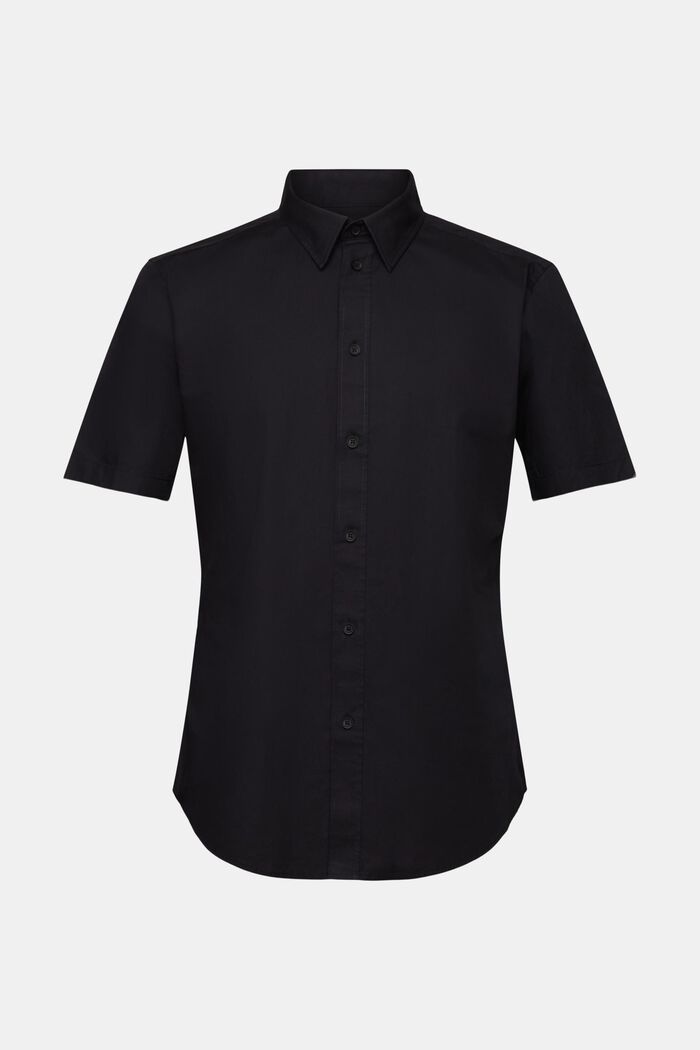 Shirt van katoen-popeline met korte mouwen, BLACK, detail image number 6