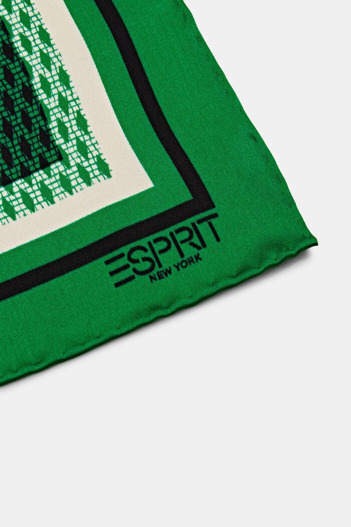 Vierkante zijden bandana met print, EMERALD GREEN, detail image number 1