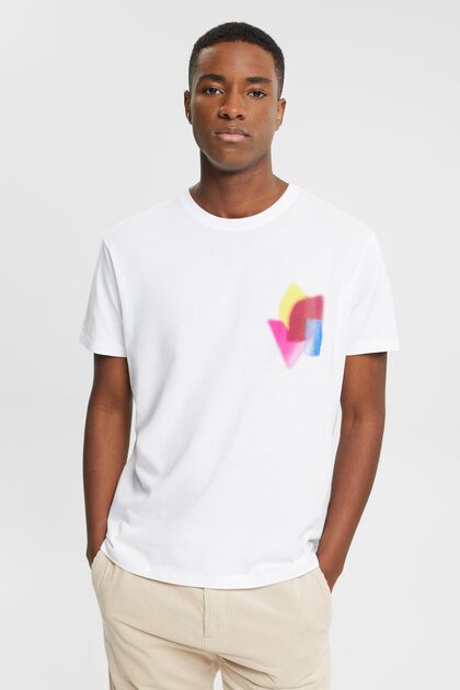 T-shirt met print op de borst, WHITE, overview