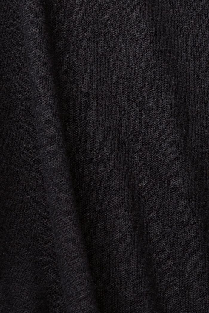 Top van een mix van katoen en linnen, BLACK, detail image number 4