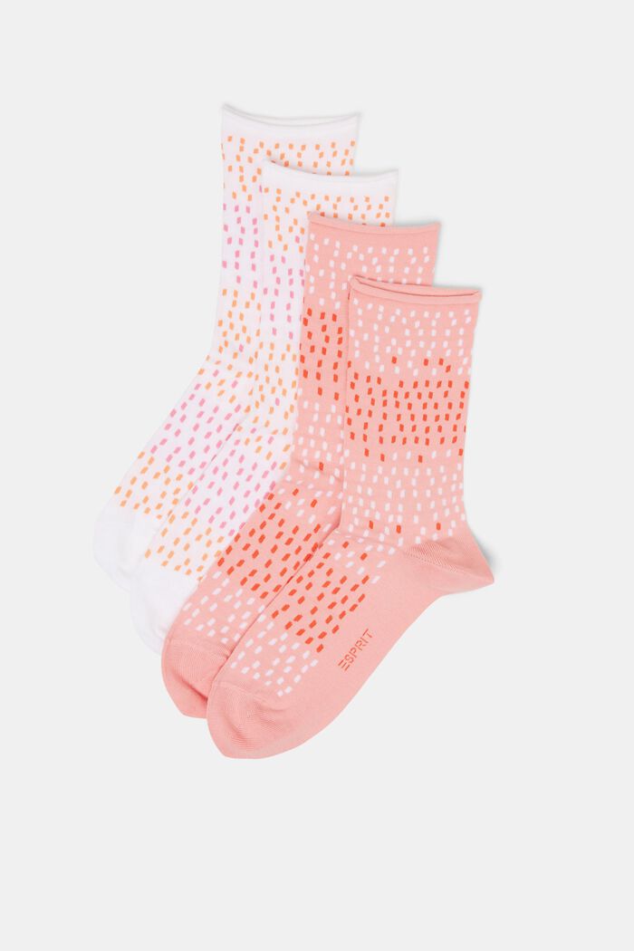 Set van 2 paar sokken met stippenmotief, organic cotton, ROSE/WHITE, detail image number 0