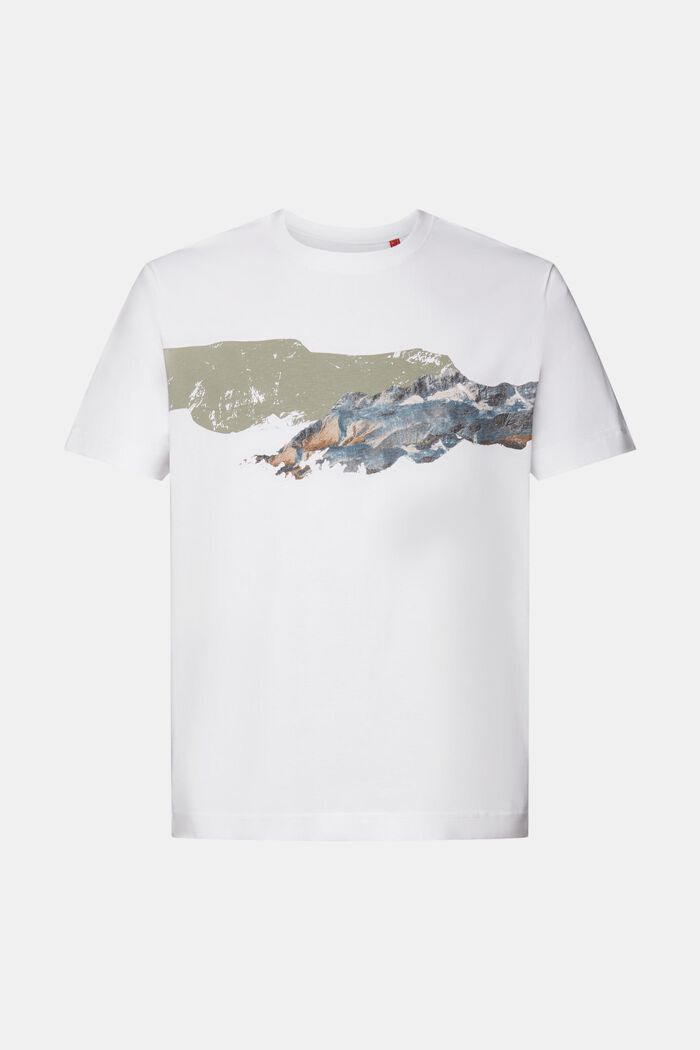 T-shirt van katoen met print, WHITE, detail image number 6
