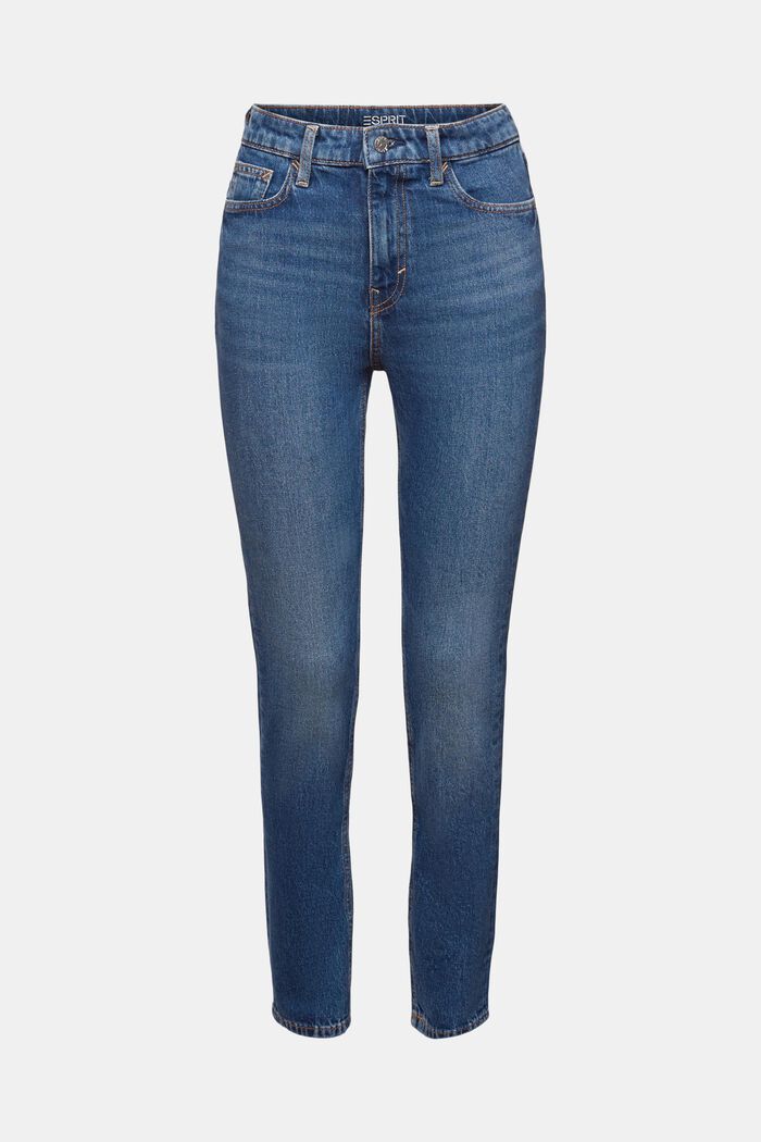 Slim jeans met hoge taille, BLUE MEDIUM WASHED, detail image number 7