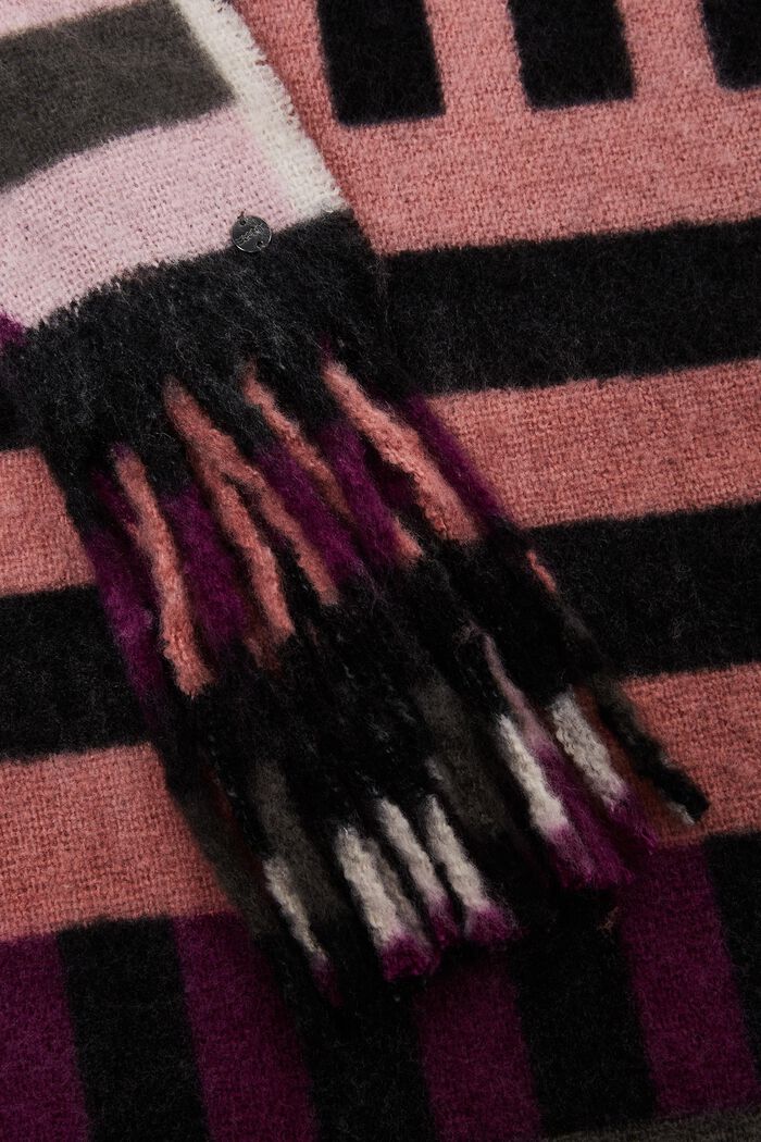 Gerecycled: sjaal met motief en franjes, VIOLET, detail image number 1