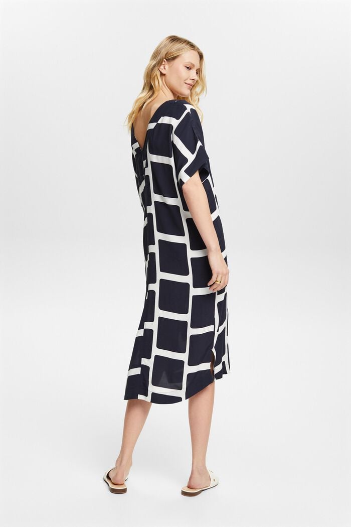 Midi-jurk met V-hals en print, NAVY, detail image number 2