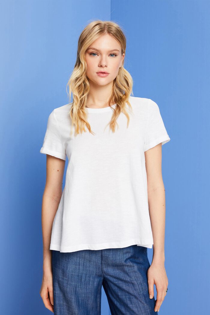 Basic T-shirt met ronde hals, 100% katoen, WHITE, detail image number 0