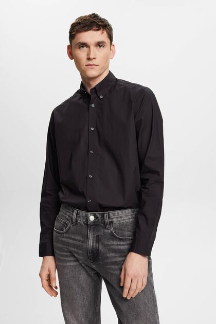 Overhemd met buttondownkraag, BLACK, overview