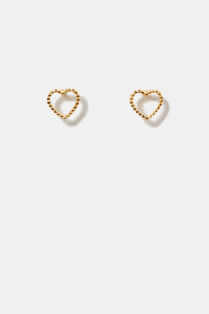 Fijne hartvormige oorstekers, sterlingzilver, GOLD, detail image number 0