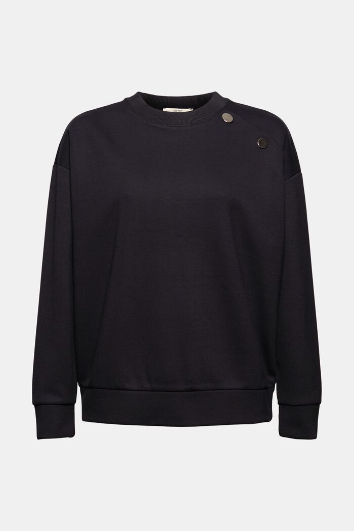 Sweatshirt met knoopdetail, BLACK, overview