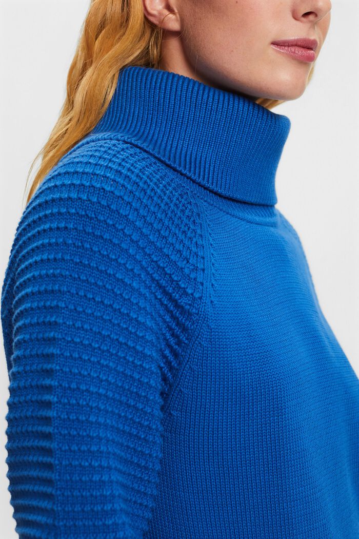 Katoenen trui met turtleneck, BRIGHT BLUE, detail image number 2