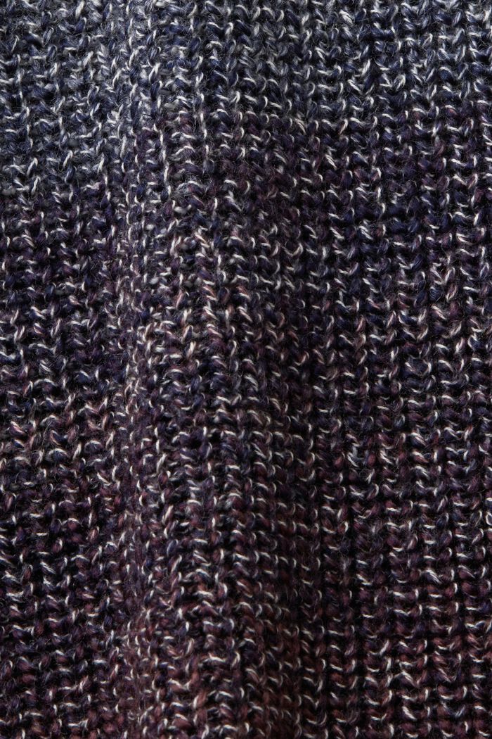 Open gebreide trui met opstaande kraag, AUBERGINE, detail image number 6