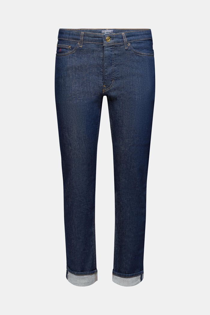 Jeans met middelhoge taille en rechte pijpen, BLUE RINSE, detail image number 7