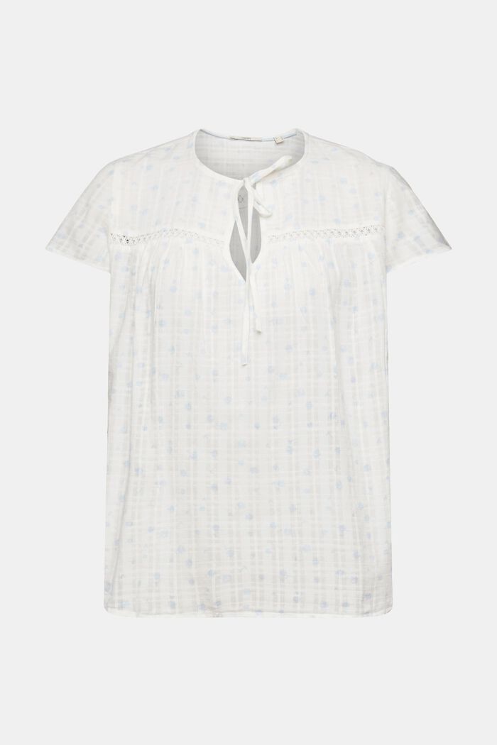 Katoenen blouse met korte mouwen en motief all-over, OFF WHITE, detail image number 6