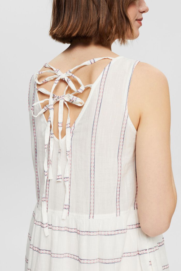 Midi-jurk met geborduurde strepen, OFF WHITE, detail image number 6