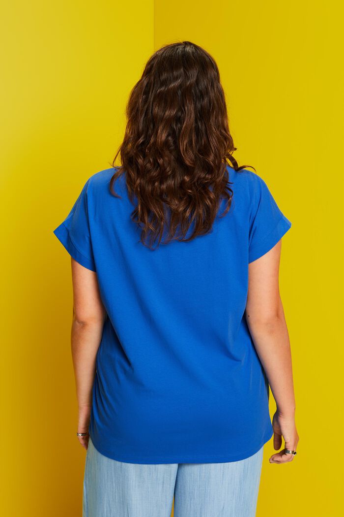 CURVY T-shirt met print op de voorkant, 100% katoen, BRIGHT BLUE, detail image number 3