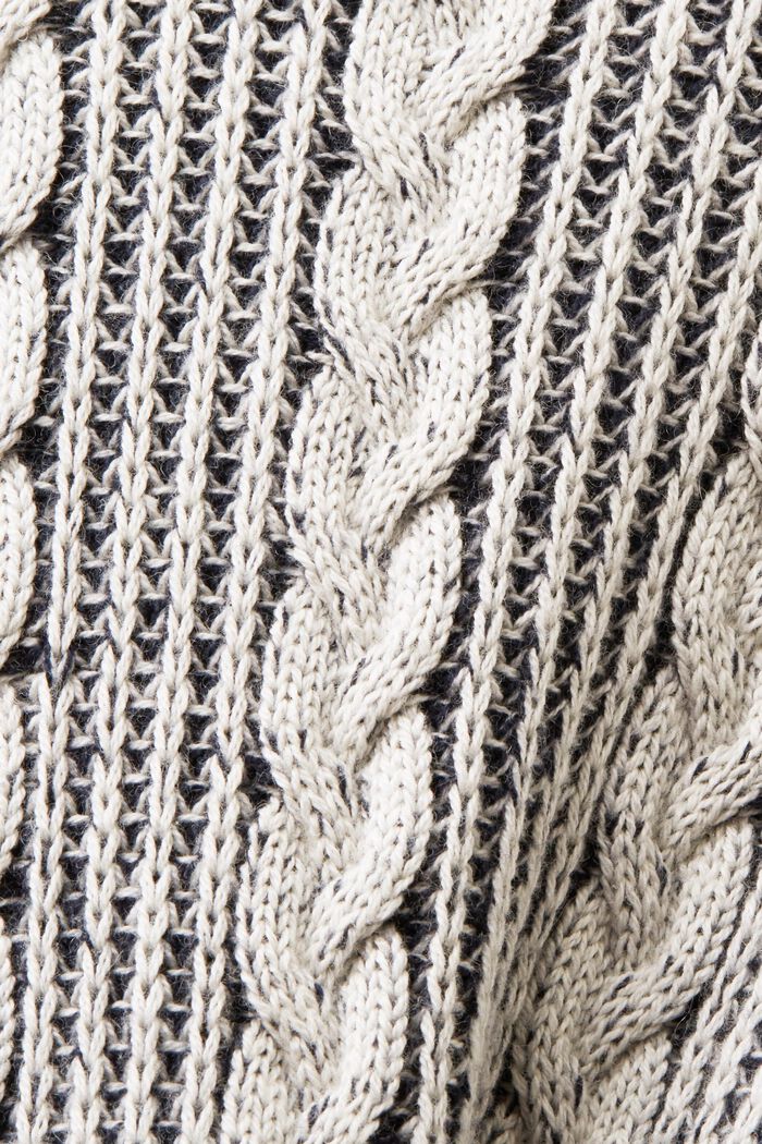 Sweater met kabelpatroon en ronde hals, NAVY, detail image number 6