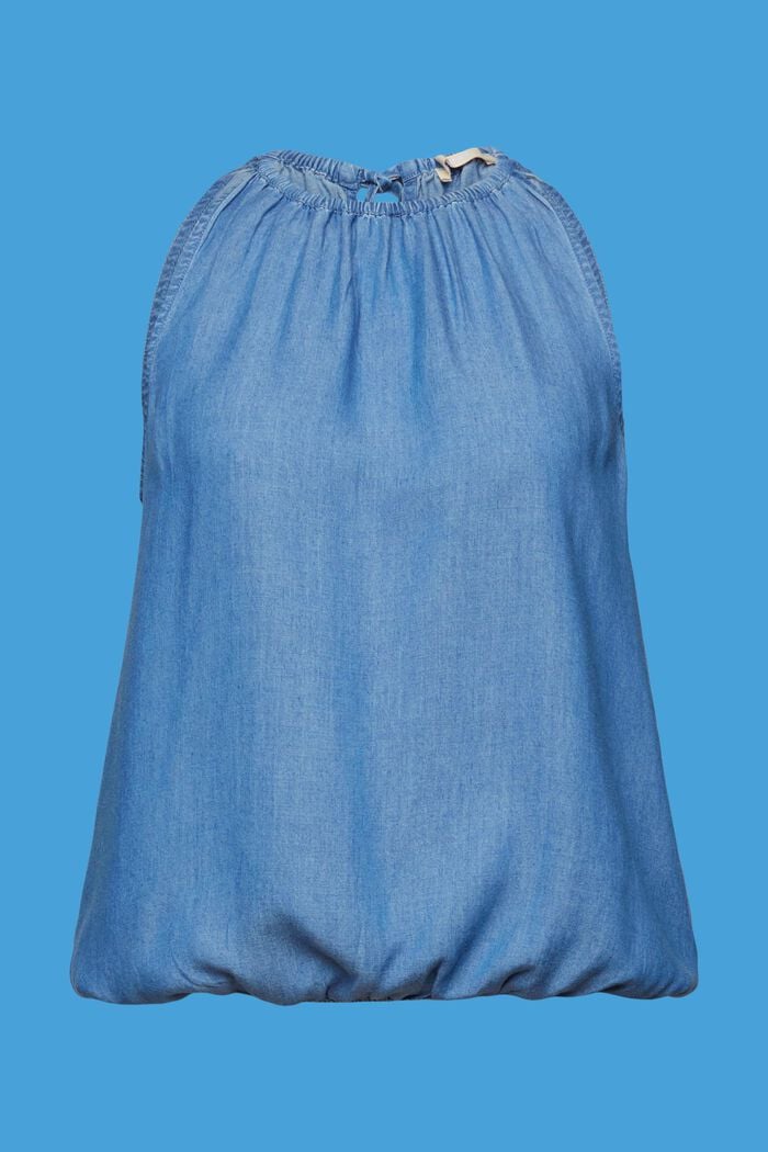 Mouwloze blouse met denim look, TENCEL™, BLUE MEDIUM WASHED, detail image number 6