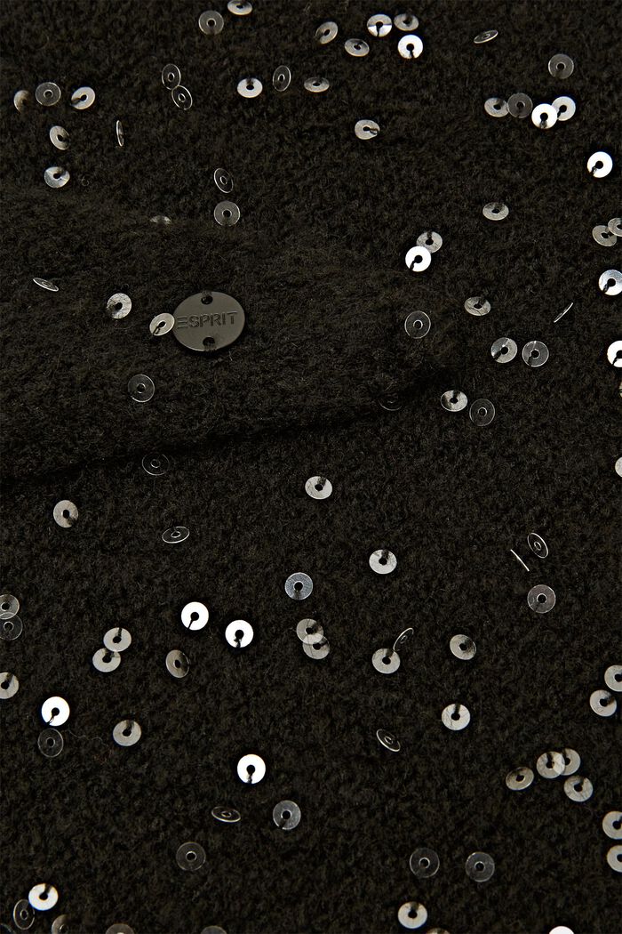 Driehoekige gebreide sjaal met pailletjes, BLACK, detail image number 1