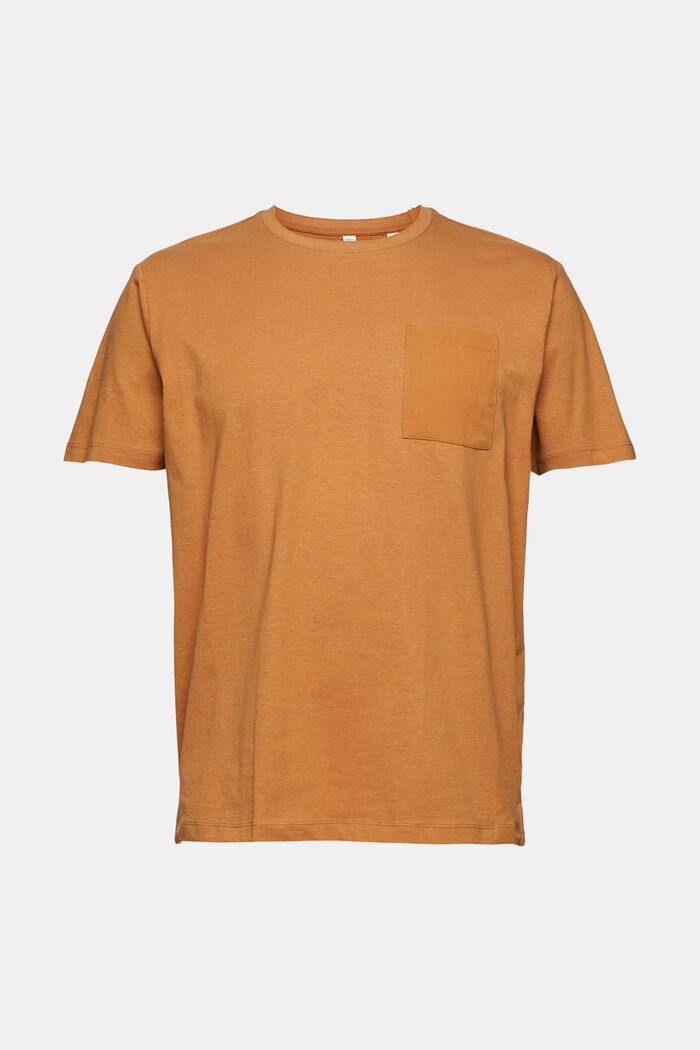 Met linnen: jersey T-shirt met borstzak, TOFFEE, detail image number 0