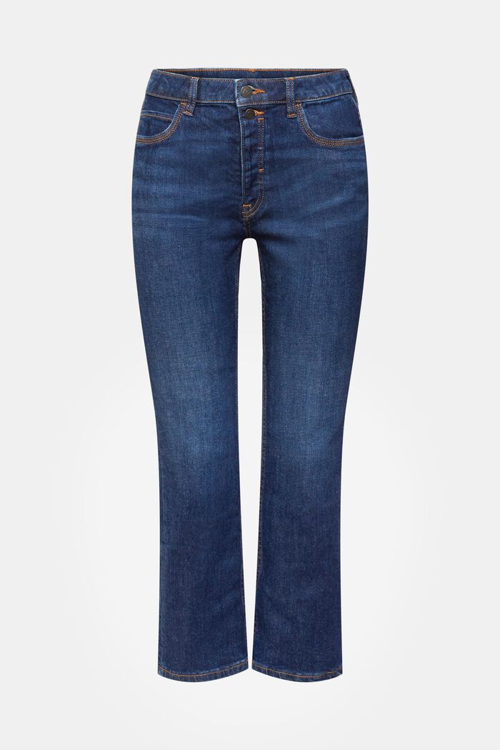Mid-rise kick flare jeans, BLUE DARK WASHED, overview
