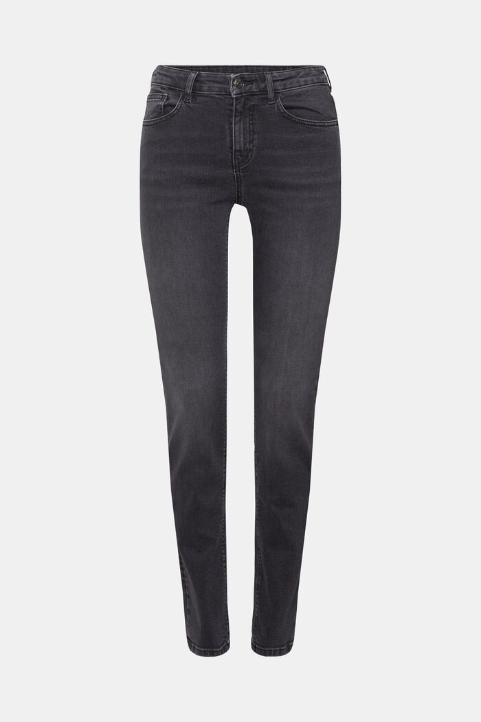 Mid-rise slim fit stretchjeans, BLACK MEDIUM WASHED, overview