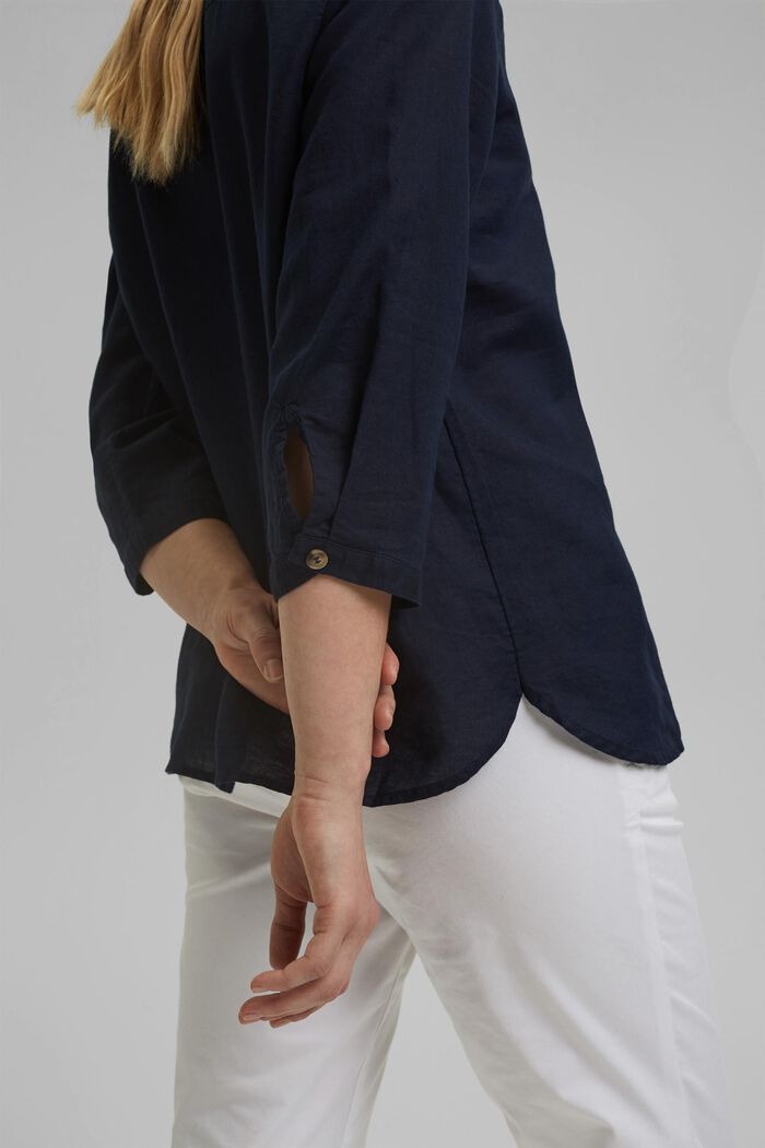 Linnen: blouse met koordjes, NAVY, detail image number 2