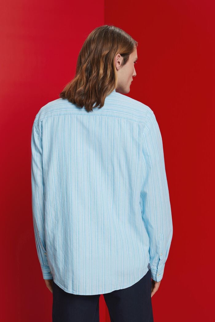 Gestreept shirt met linnen, TURQUOISE, detail image number 3