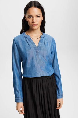 Denim blouse met denimlook