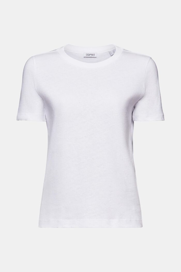 T-shirt van katoen en linnen, WHITE, detail image number 6