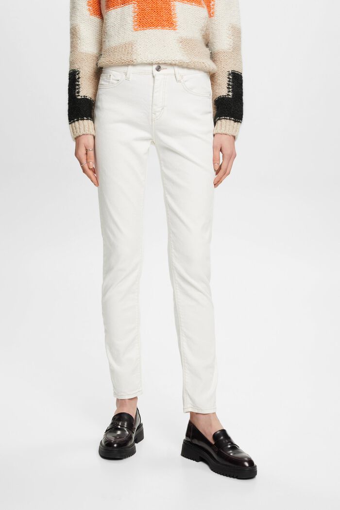 Slim fit-jeans met middelhoge taille, WHITE, detail image number 0